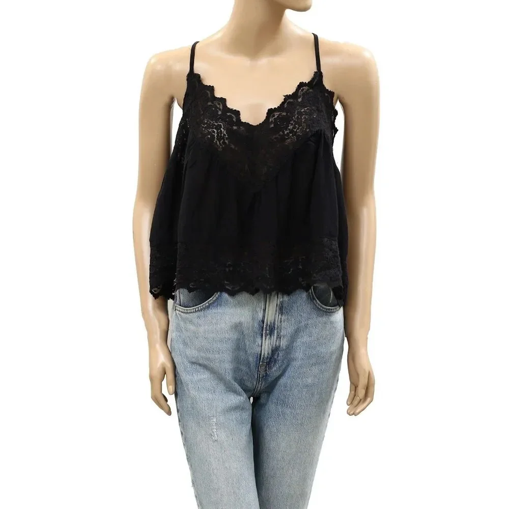 Intimately Free People Fiona Cami Blouse Top Tank Sleeveless Lace Slip XL 288553
